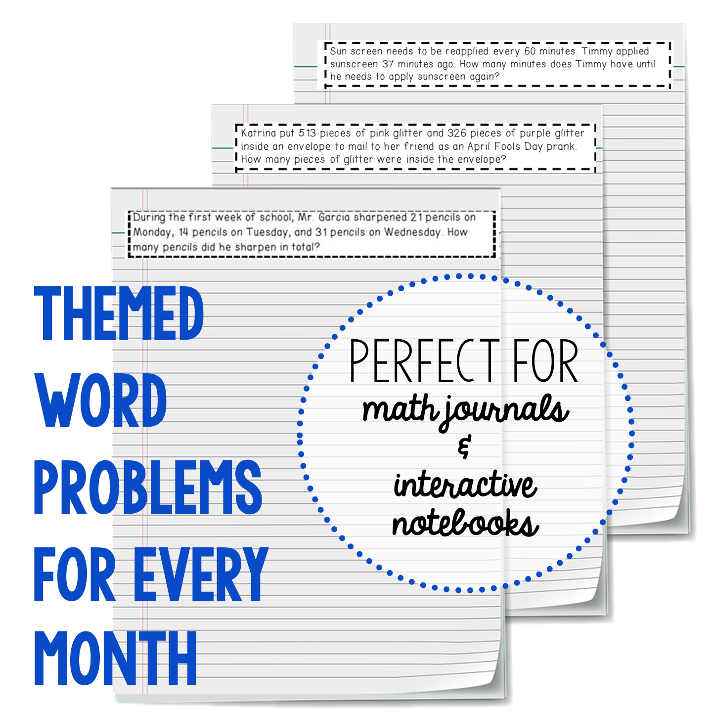 Themed word problems for every month - perfect for math journals