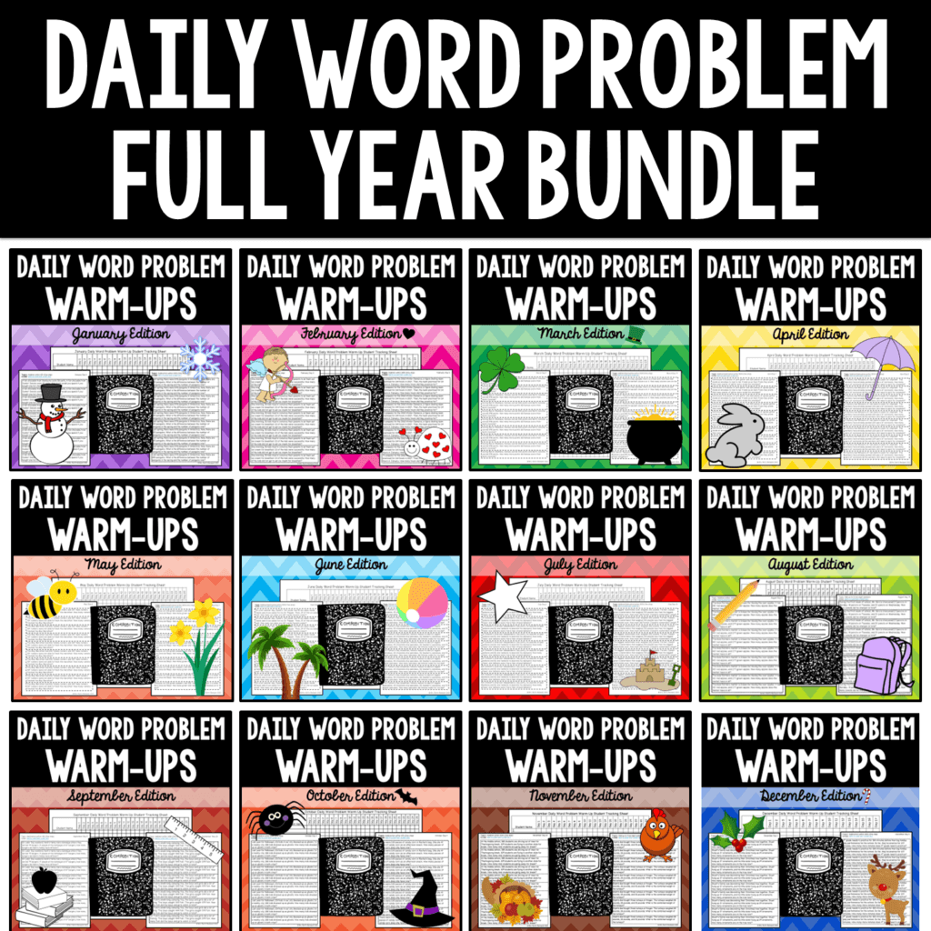 Daily Word Problem Warm-Ups Full Year Bundle