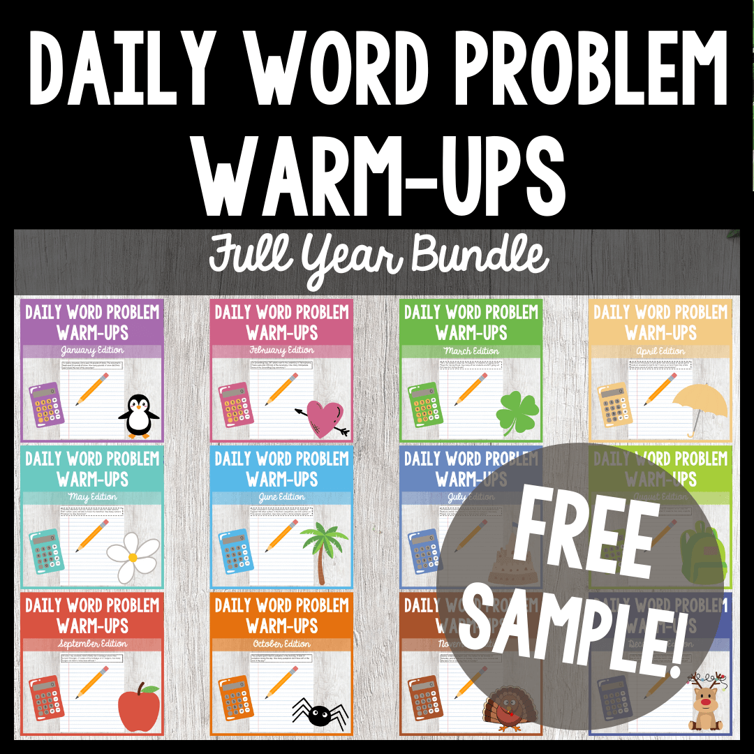 daily word problem warm-ups full year bundle free sample cover