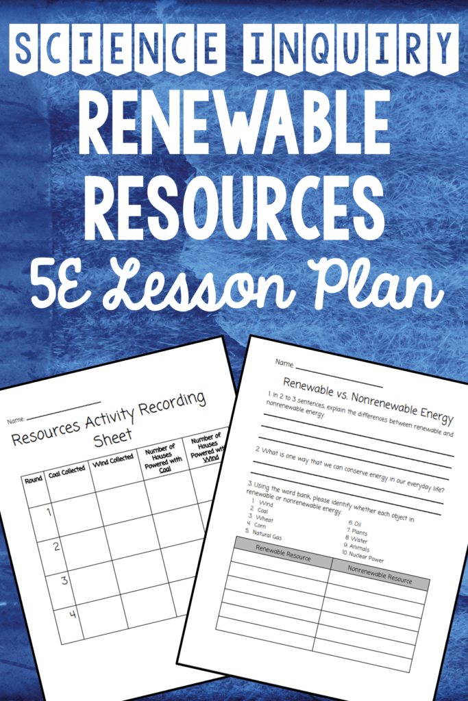 science inquiry teaching renewable natural resources 5E lesson plan