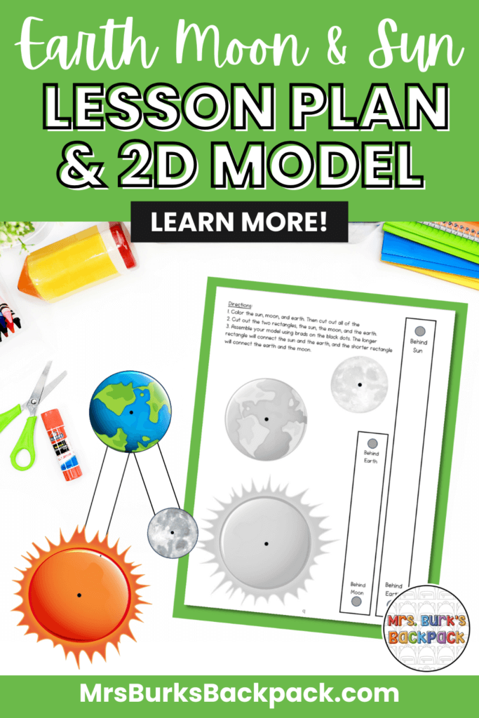 Earth Moon Sun Lesson Plan and 2D model craft