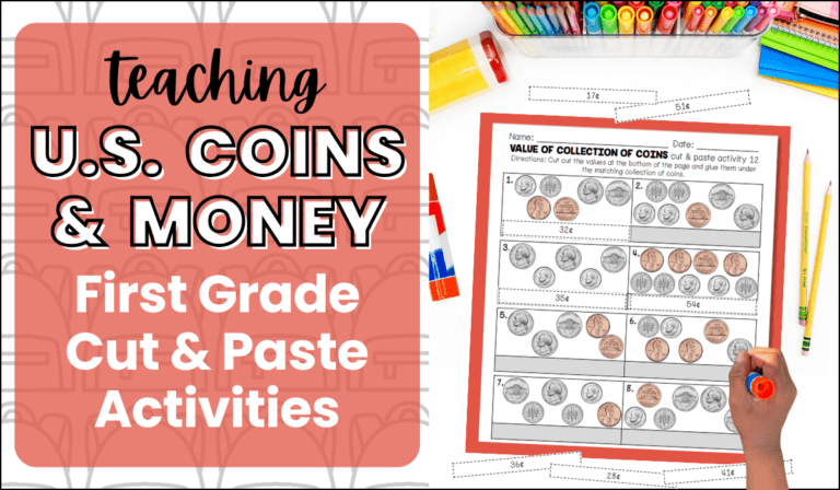 Teaching U.S. Coins & Money First Grade cut & paste activities