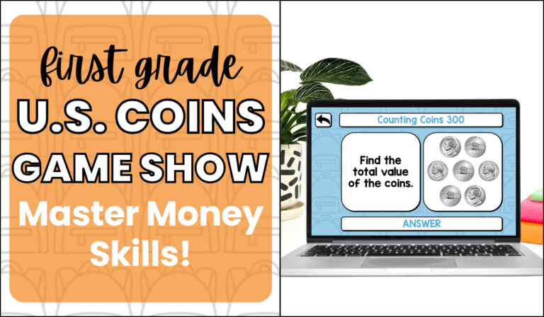 first grade US coins game show master money skills