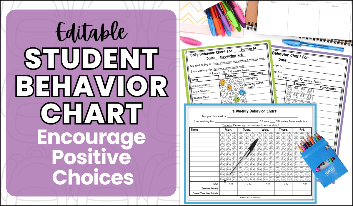 Editable Student Behavior Charts Encourage positive choices