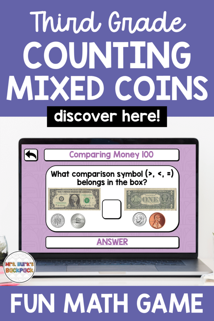 third grade counting mixed coins fun math game