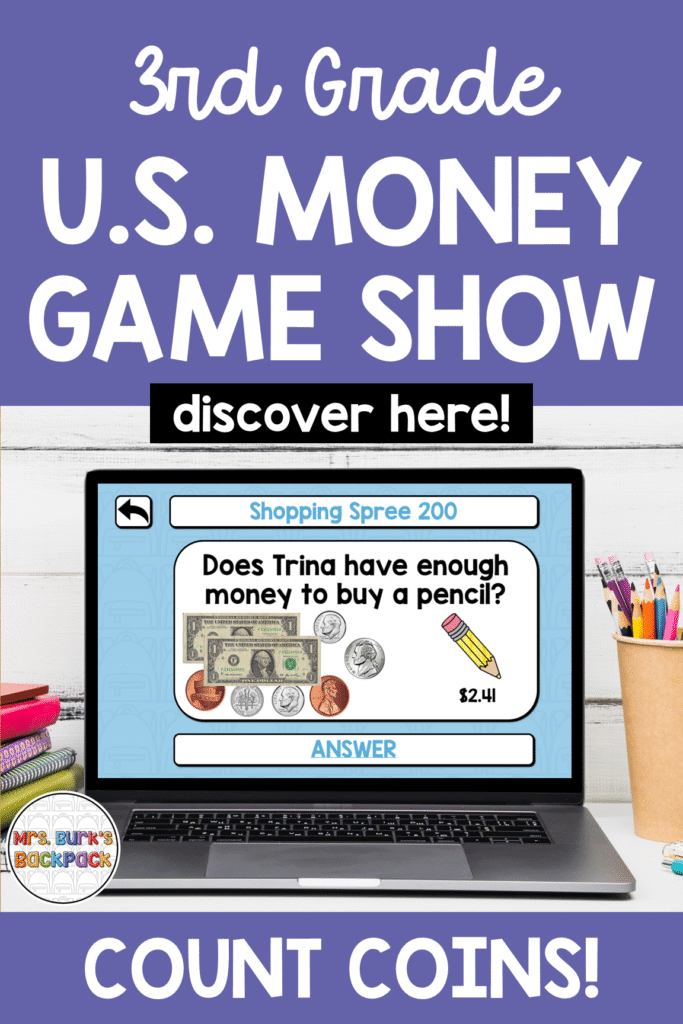 3rd grade US money game show counting mixed coins