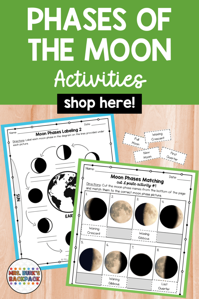 moon phase activities cut and paste worksheets label shade