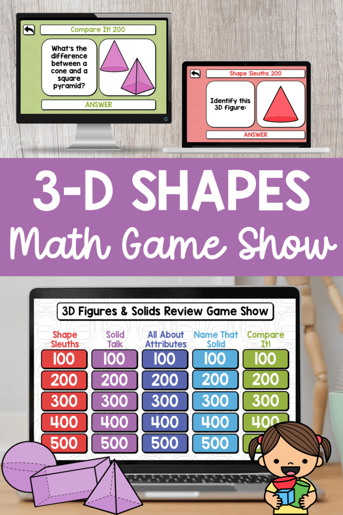 3D shapes math game show interactive digital