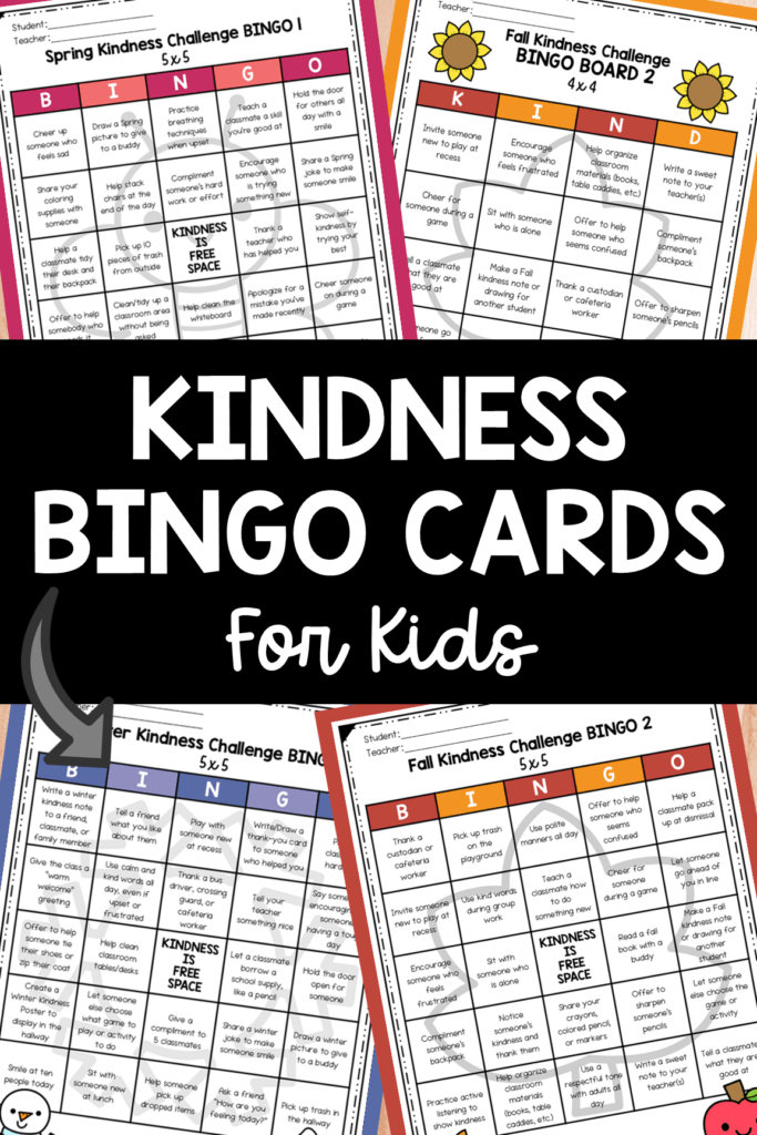 kindness bingo cards for kids