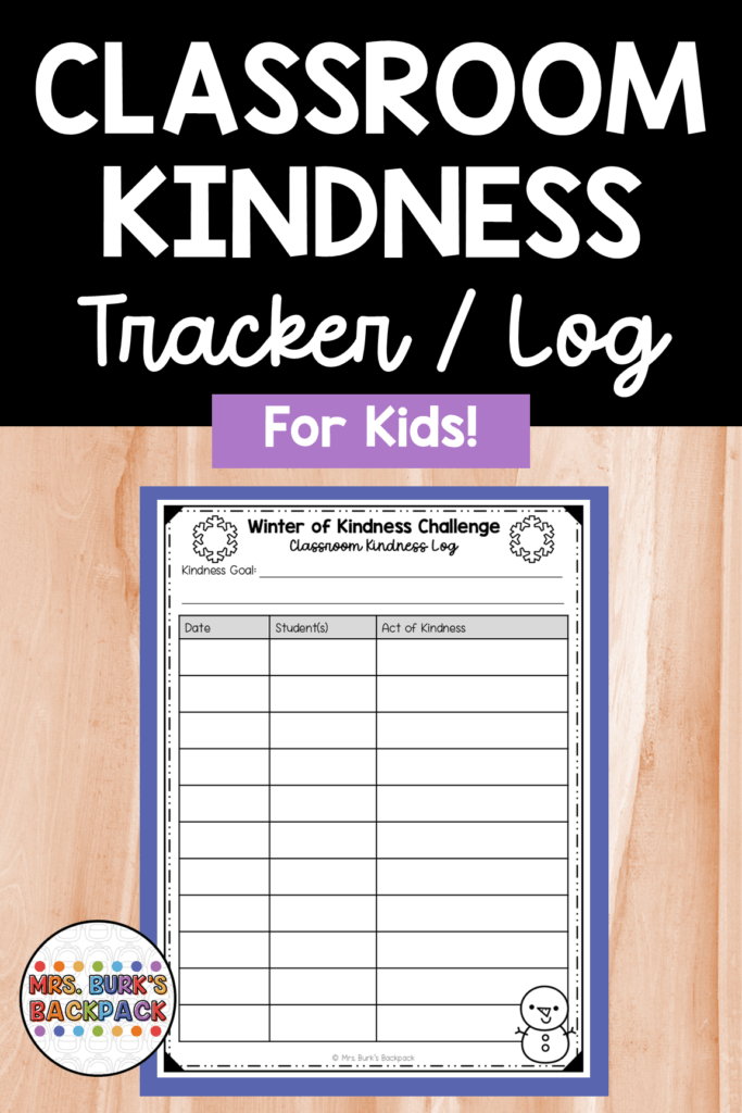 classroom kindness tracker log