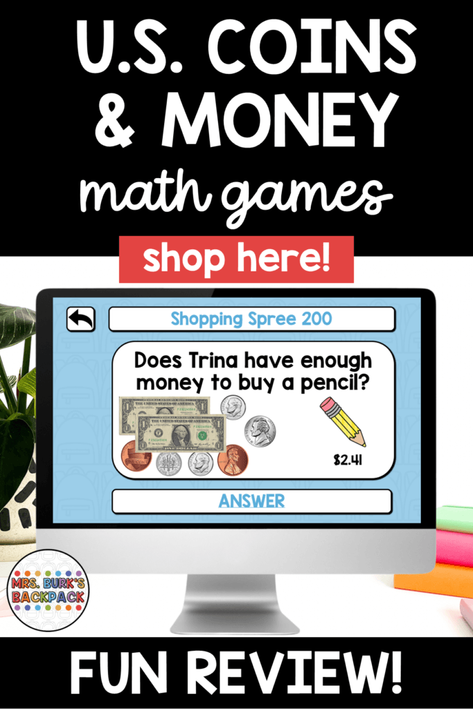 US coins and money math games fun review