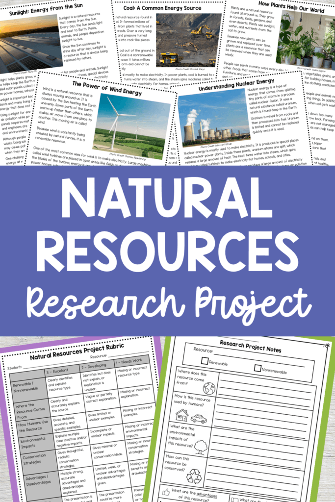 natural resources research project for kids