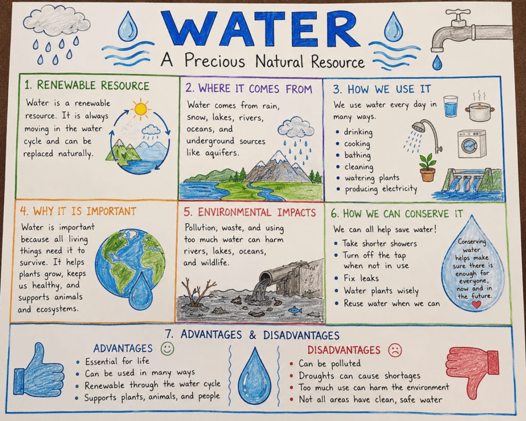 water renewable and nonrenewable resources research project student poster example