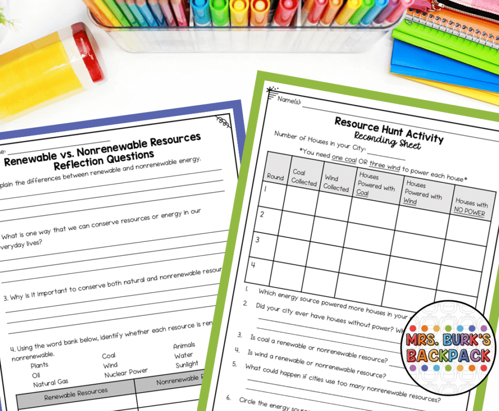 natural resources hunt activity worksheet